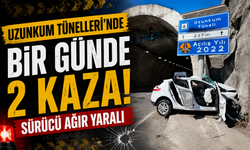 Uzunkum Tünelleri'nde Bir Günde 2 Kaza: Otomobil Hurdaya Döndü, Sürücü Ağır Yaralandı