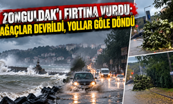 Zonguldak’ı Fırtına Vurdu: Ağaçlar Devrildi, Yollar Göle Döndü