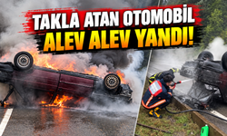 Takla Atan Otomobil Alev Topuna Döndü