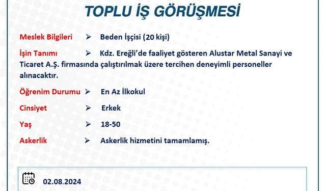 TOPLU İŞ GÖRÜŞMESİ YAPILACAK!