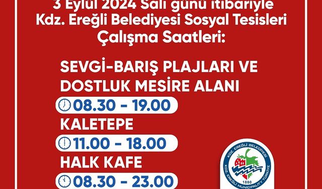 Sosyal Tesis Çalışma Saatleri Değişti