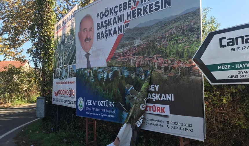 Gökçebey'de Siyasi Hırsın Boyutu; Başkanın Reklam Afişlerine Sadırdılar