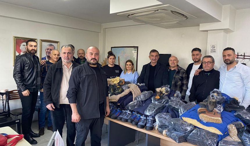 Köy okullarına bot ve mont desteği