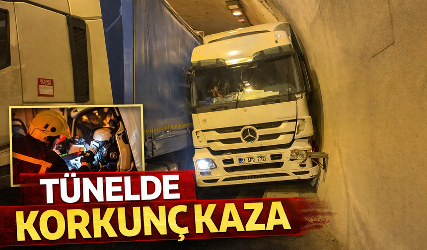 Tünelde Korkunç Kaza; 2 Tır Çarpıştı