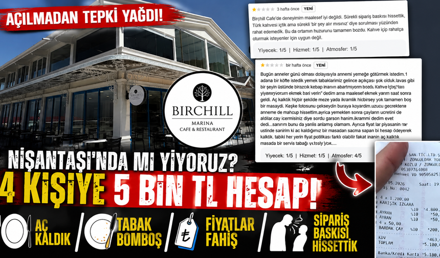 Birchill Marina  Cafe'ye Şok Tepki; "Aç Kaldık, Tabaklar Boş, Fiyatlar Fahiş"