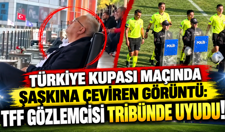 Zonguldak Kömürspor ile Düzcespor maçında maçın hakem gözlemcisinin uyukladığı anlar kamerada