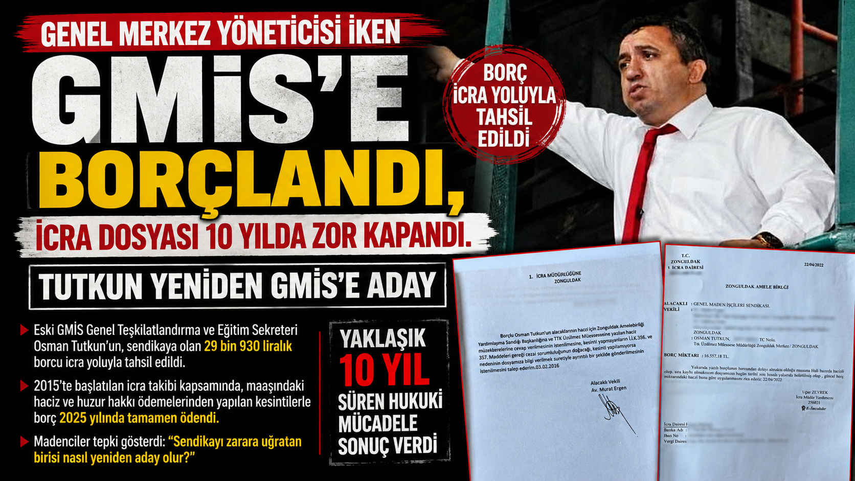 GMİS'e Olan Borcu 10 Yılda İcra Yoluyla Tahsil Edilen Osman Tutkun Yeniden Aday
