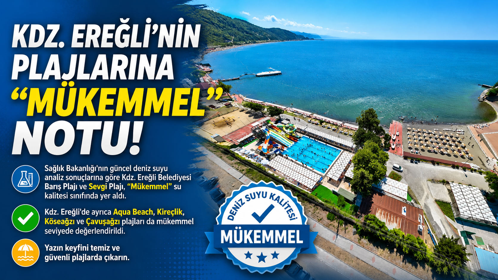 Kdz. Ereğli’nin Plajlarına “Mükemmel” Notu!