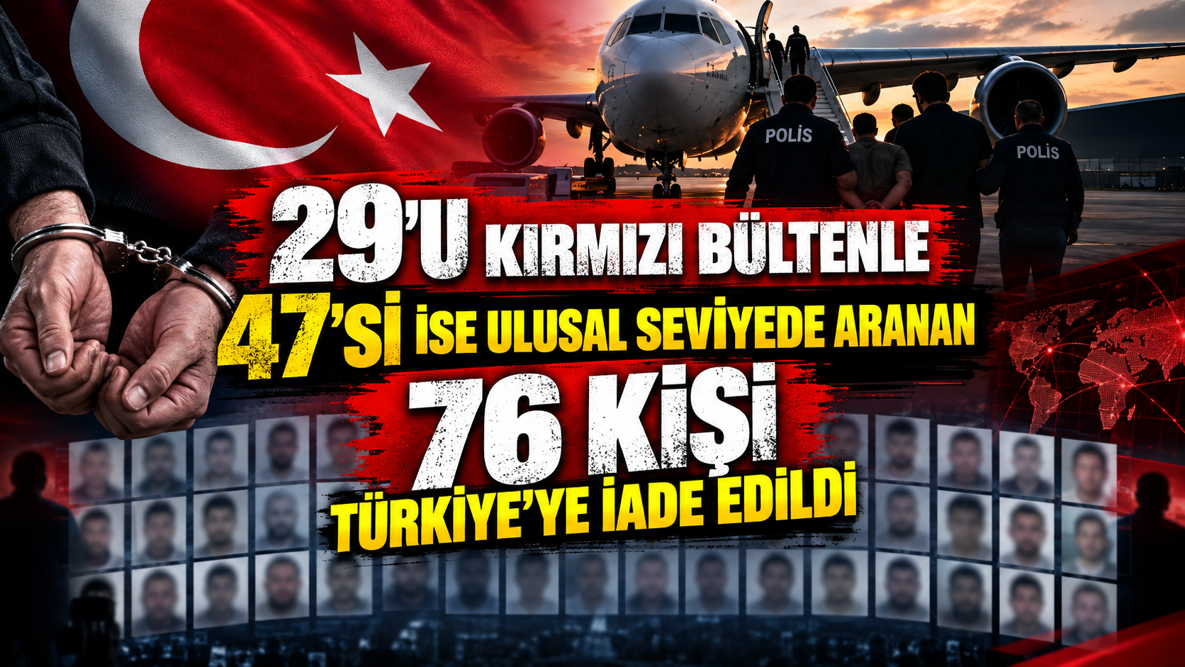 Kırmızı Bültenle ve Ulusal Seviyede Aranan 76 Suçlu Türkiye’ye Getirildi