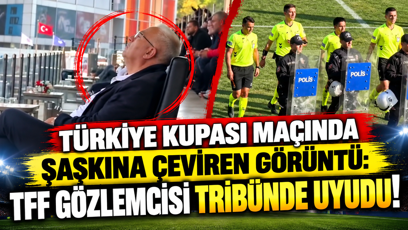 Zonguldak Kömürspor ile Düzcespor maçında maçın hakem gözlemcisinin uyukladığı anlar kamerada